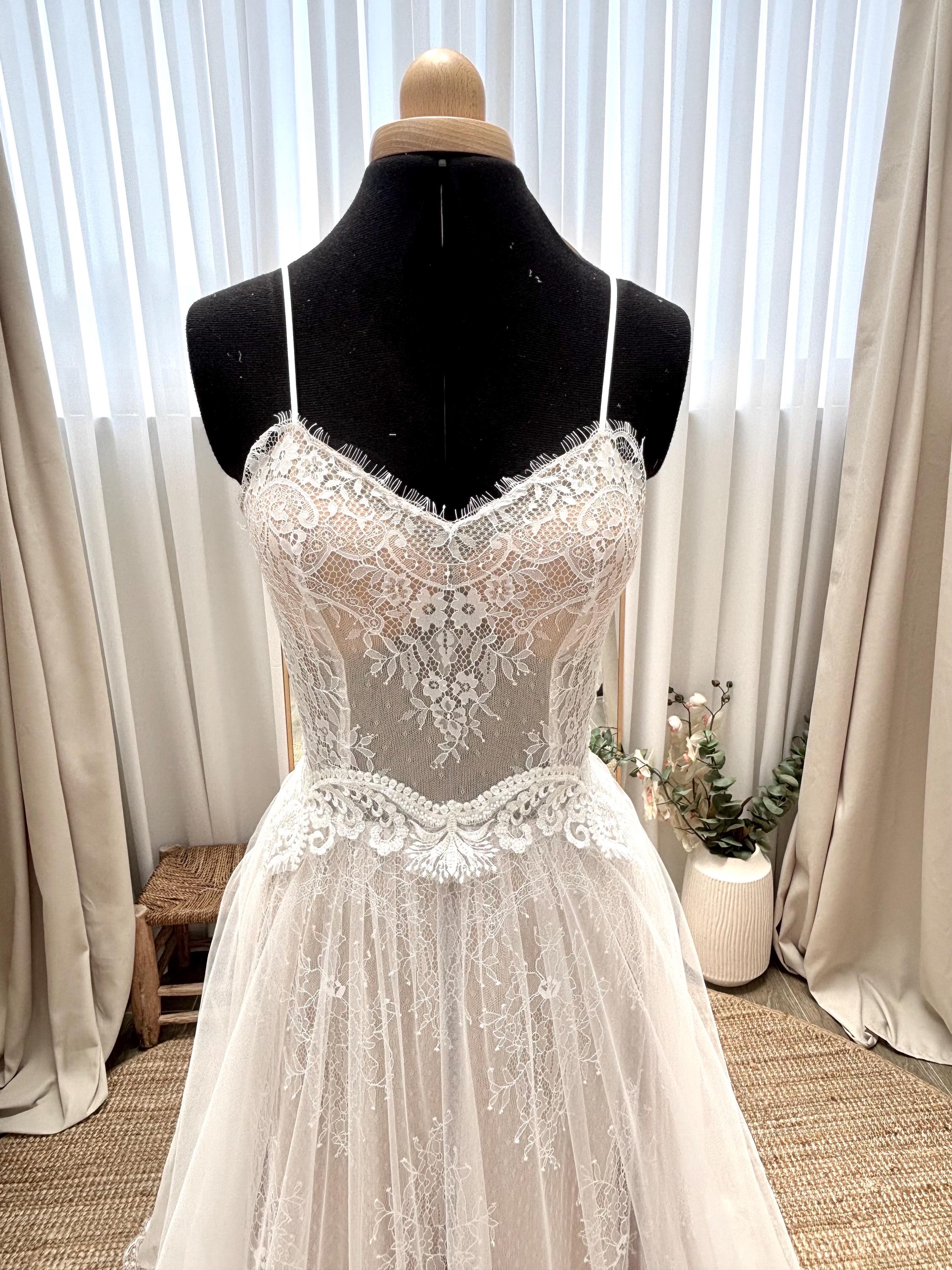 Flora Gown — sweetheart lace & tulle boho wedding dress, made to measure by Lace & Love (view 3)