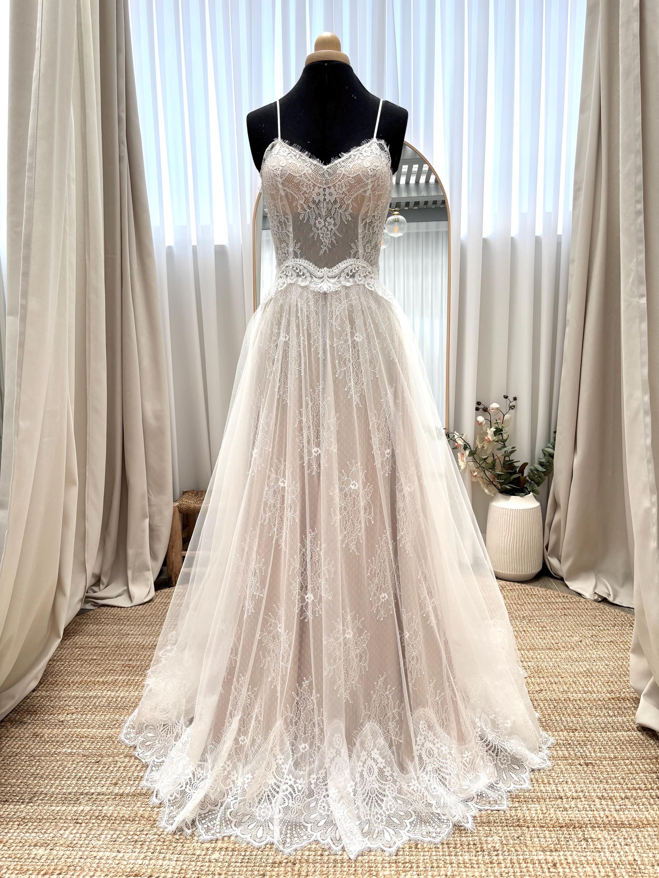 Flora Gown — sweetheart lace & tulle boho wedding dress, made to measure by Lace & Love (view 2)