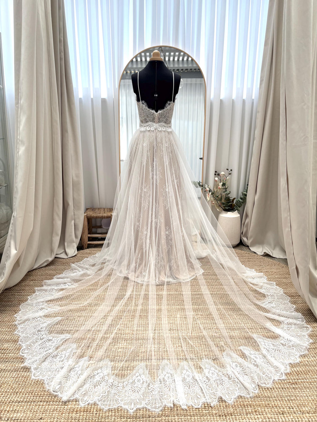 Flora Gown — sweetheart lace & tulle boho wedding dress, made to measure by Lace & Love (view 7)