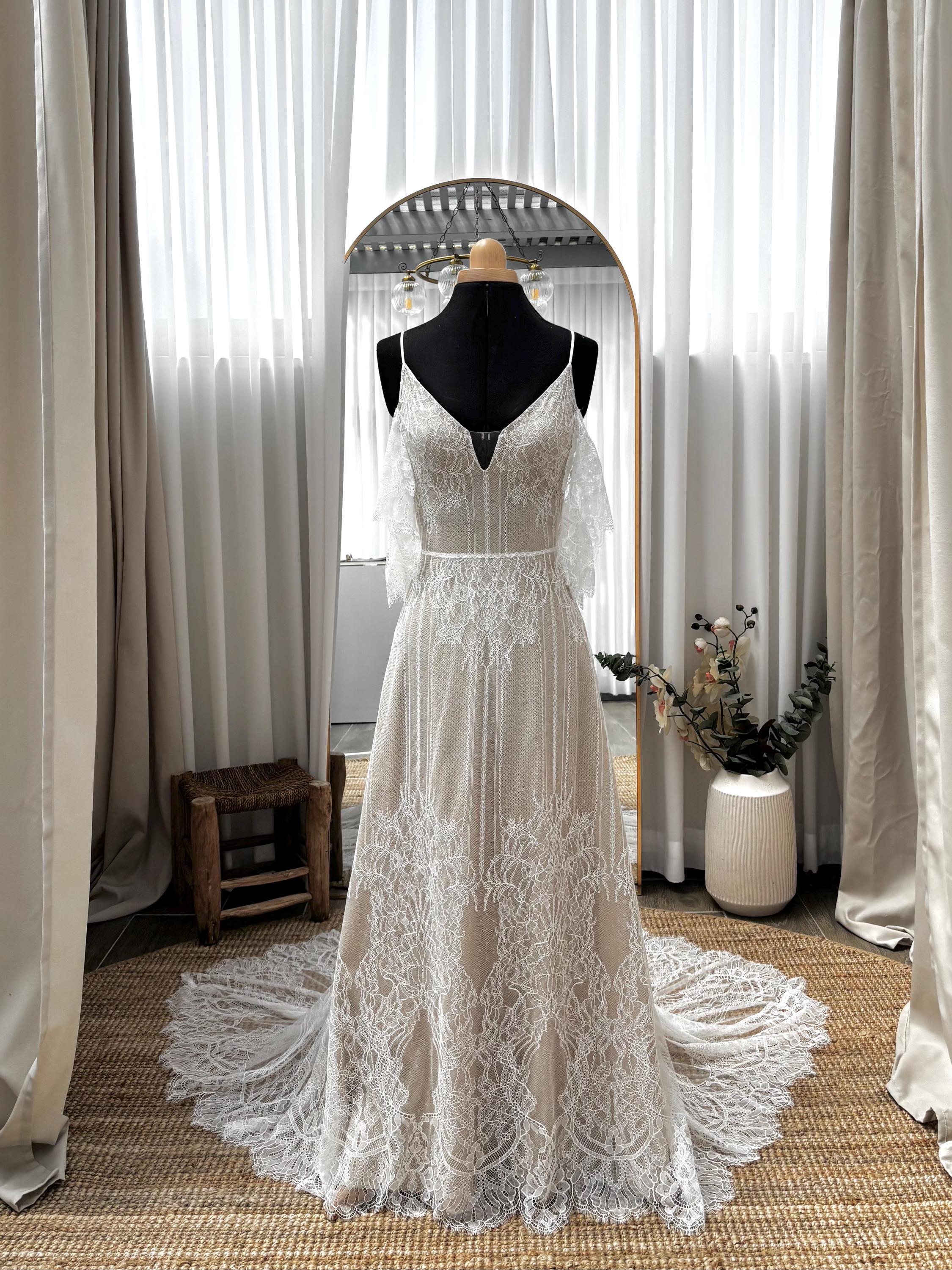 Ivy Gown — vintage lace boho wedding dress, made to measure by Lace & Love (view 2)