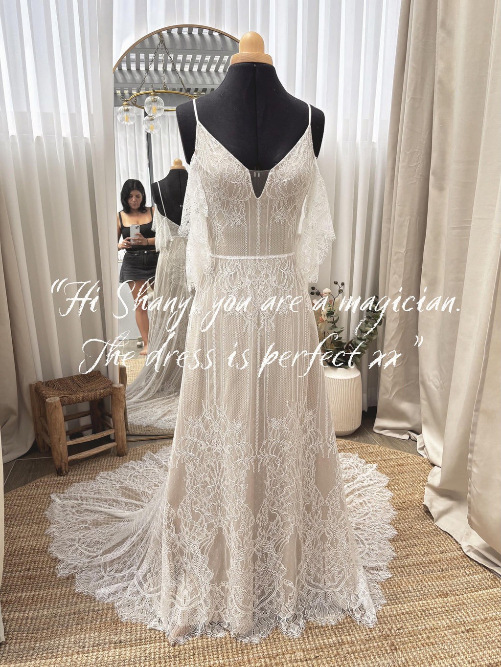 Ivy Gown — vintage lace boho wedding dress, made to measure by Lace & Love (view 4)