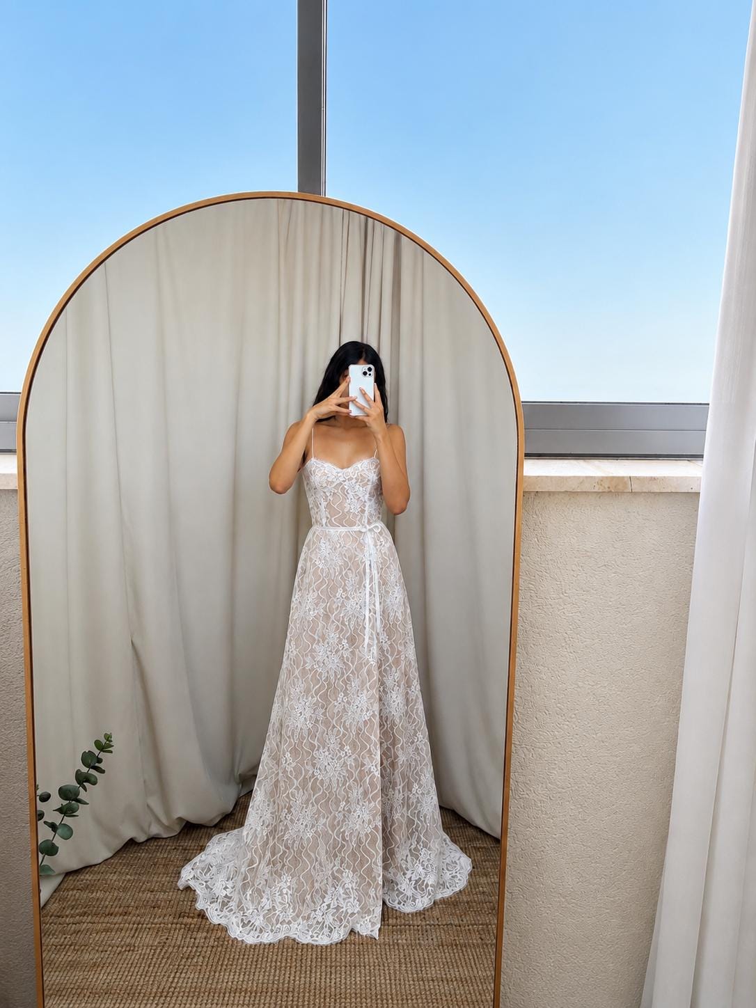 Clara Gown — chiffon & lace beach wedding dress, made to measure by Lace & Love (view 4)