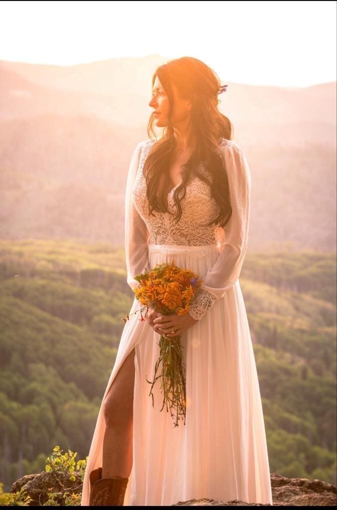 Opal Gown — long sleeve classic lace wedding dress, made to measure by Lace & Love (view 7)