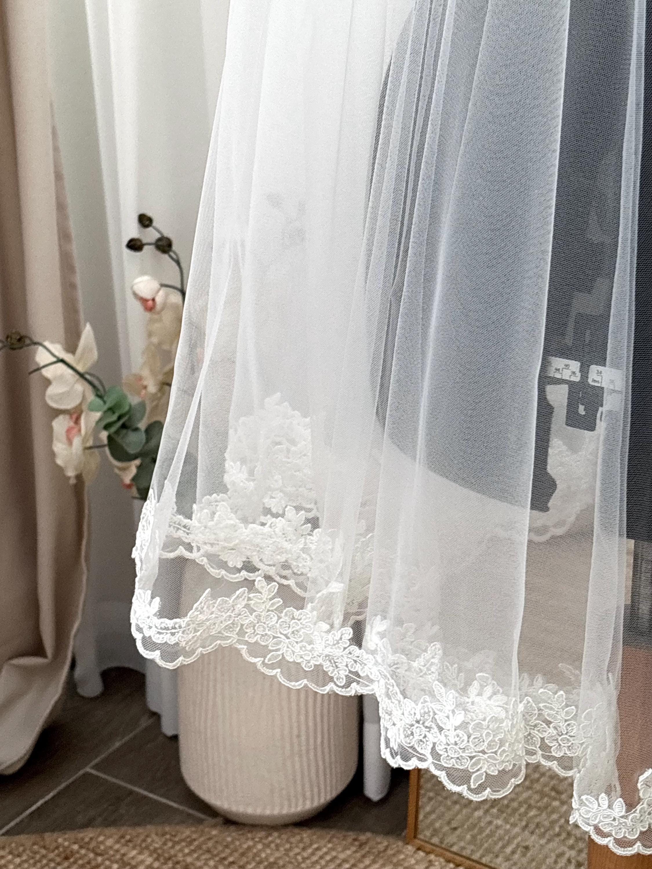 Two Tier Fingertip Wedding Veil by Lace & Love (view 3)