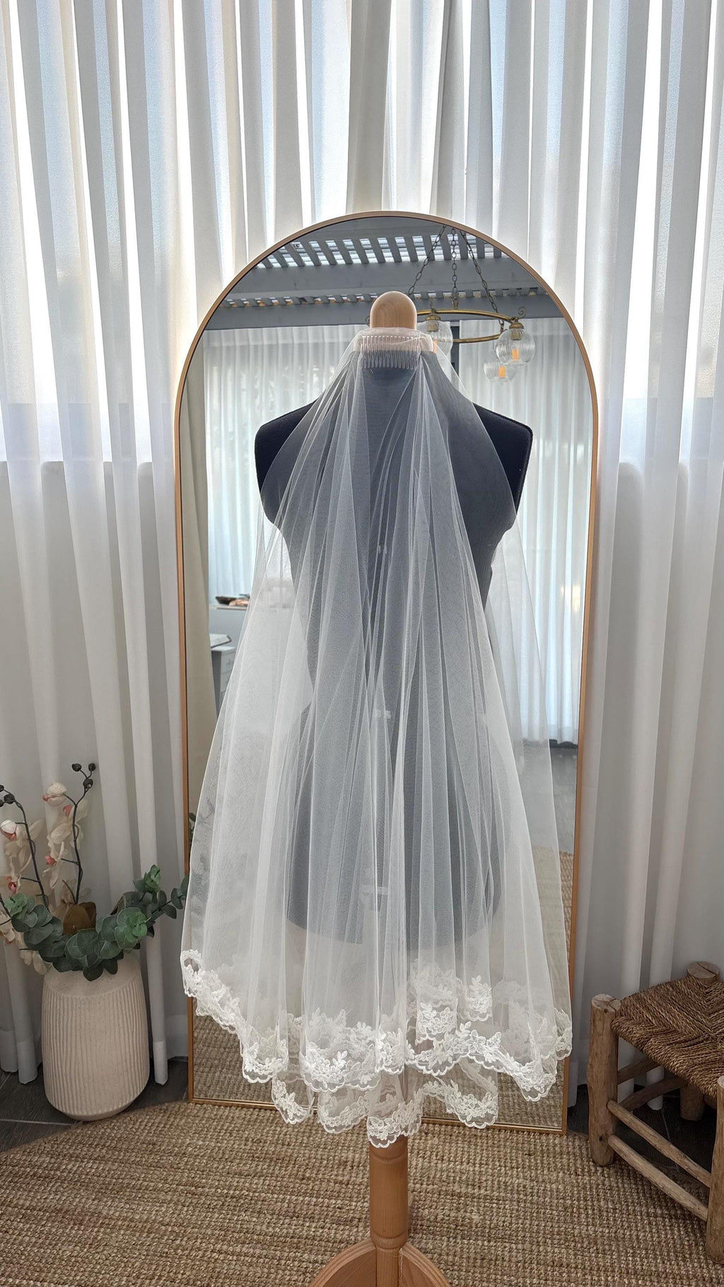 Two Tier Fingertip Wedding Veil by Lace & Love (view 4)