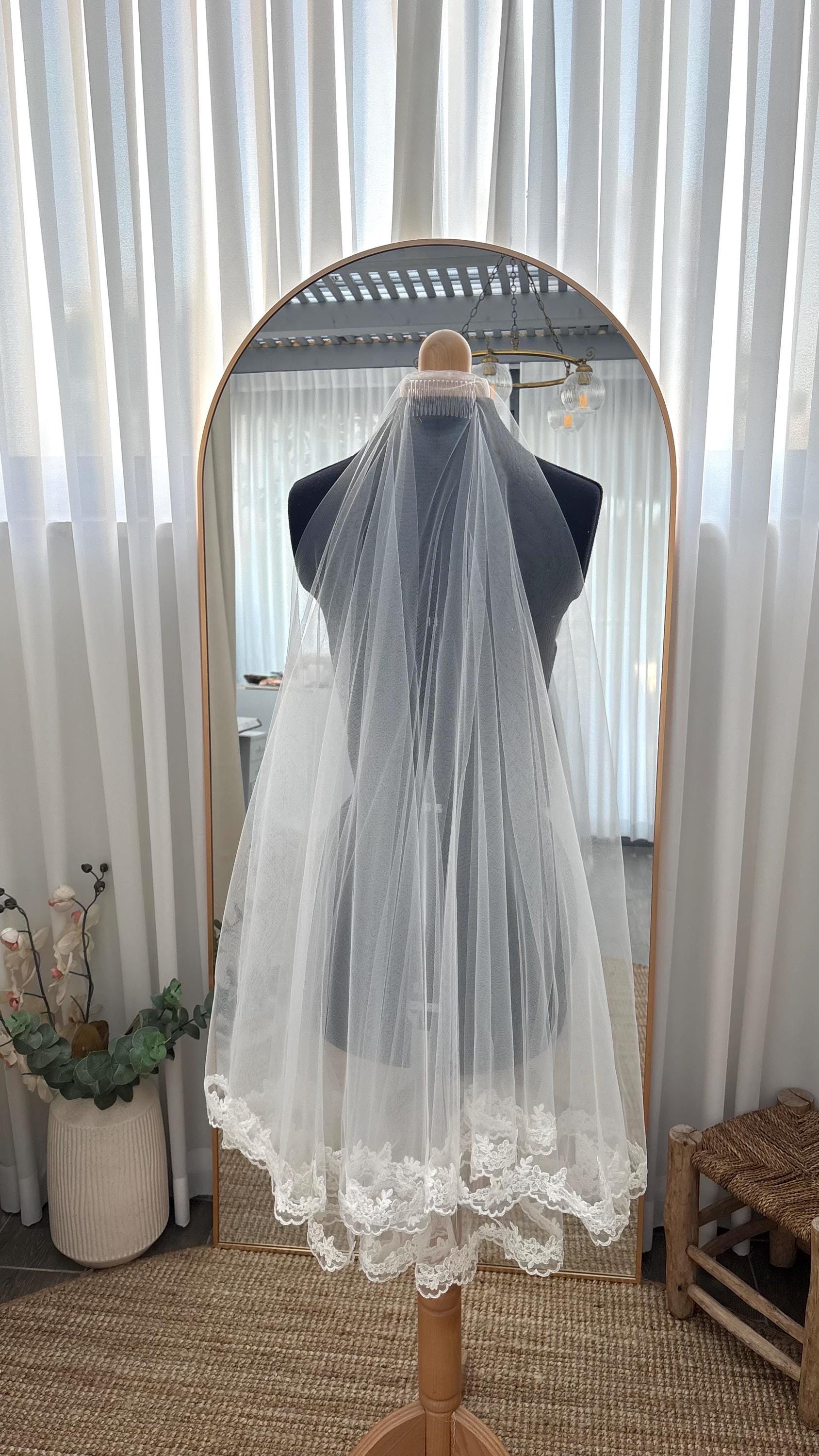 Two Tier Fingertip Wedding Veil by Lace & Love (view 4)