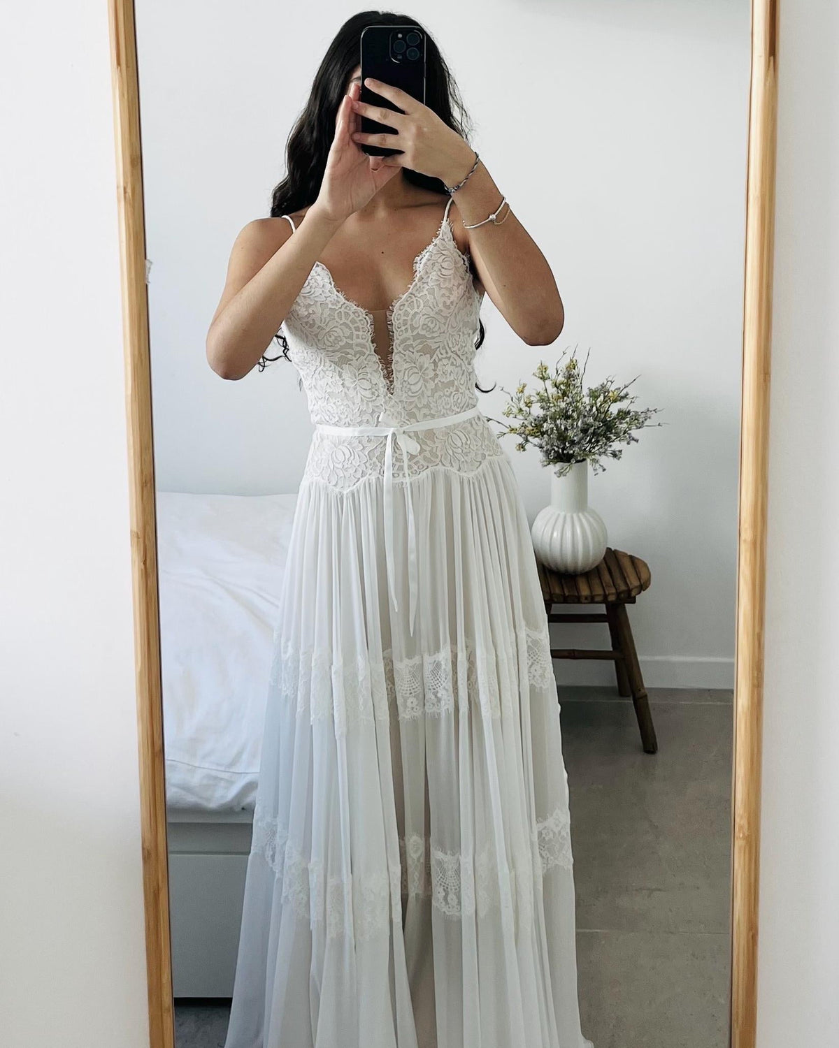 Lila Gown, photographed in a studio mirror