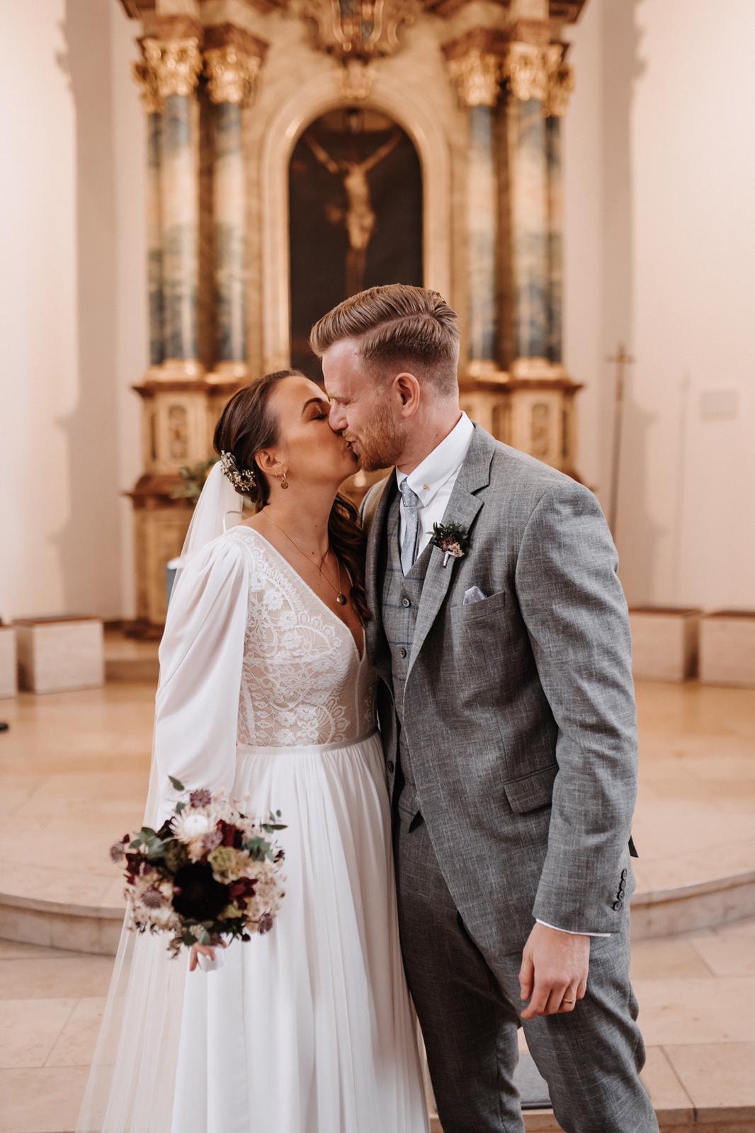 Long sleeve classic lace wedding dress by Lace & Love - view 5