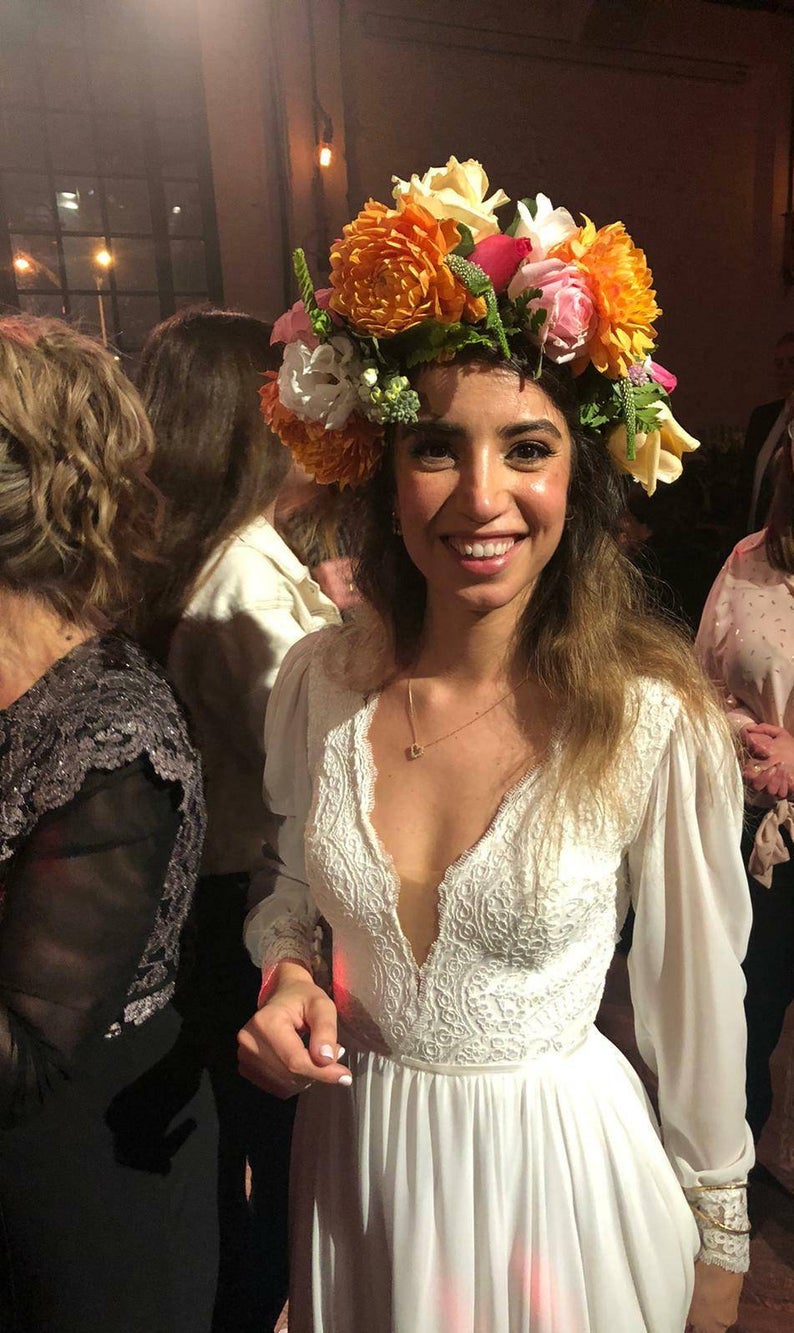 Long sleeve lace boho wedding dress by Lace & Love - view 3