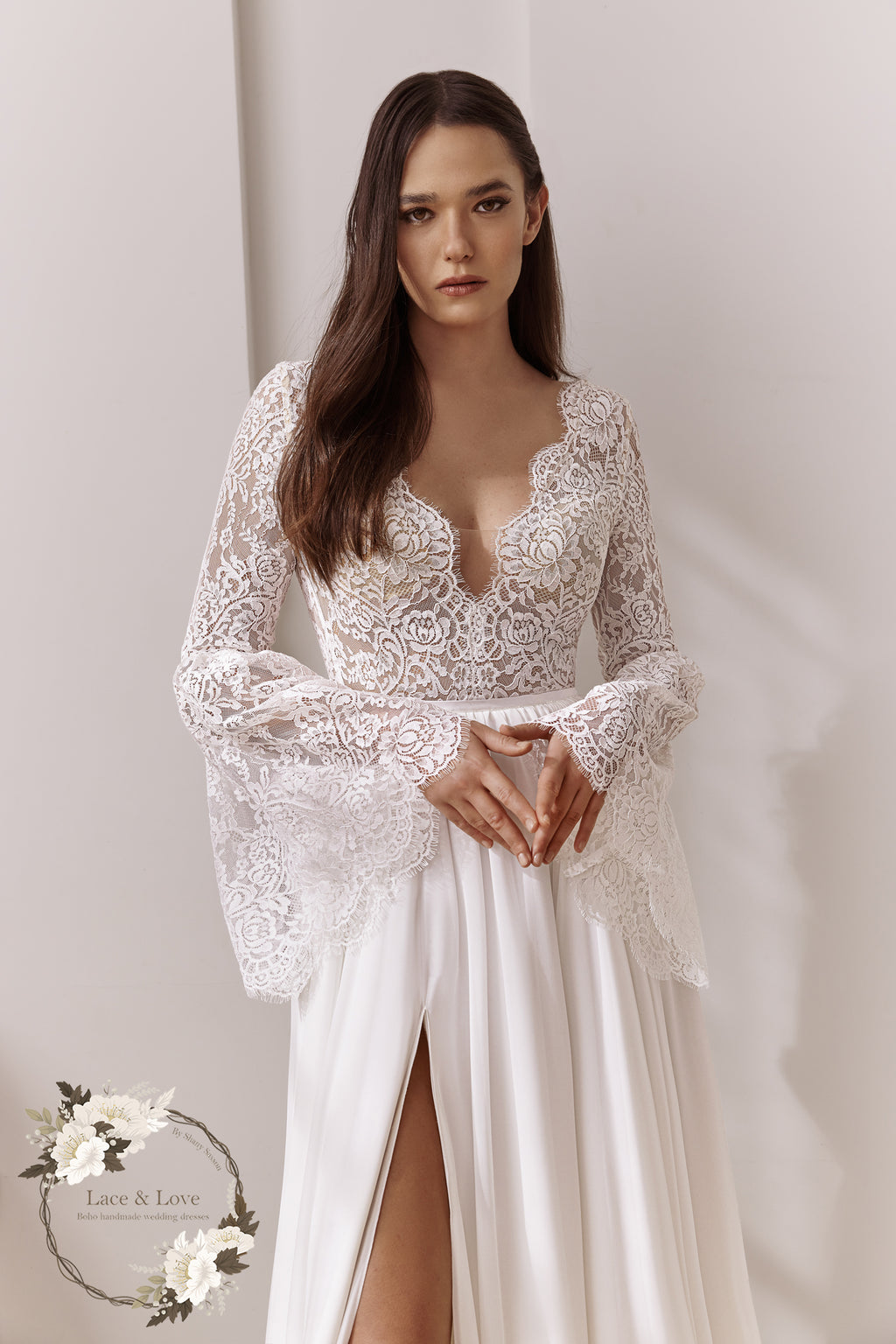Long sleeve boho wedding dress by Lace & Love - view 5