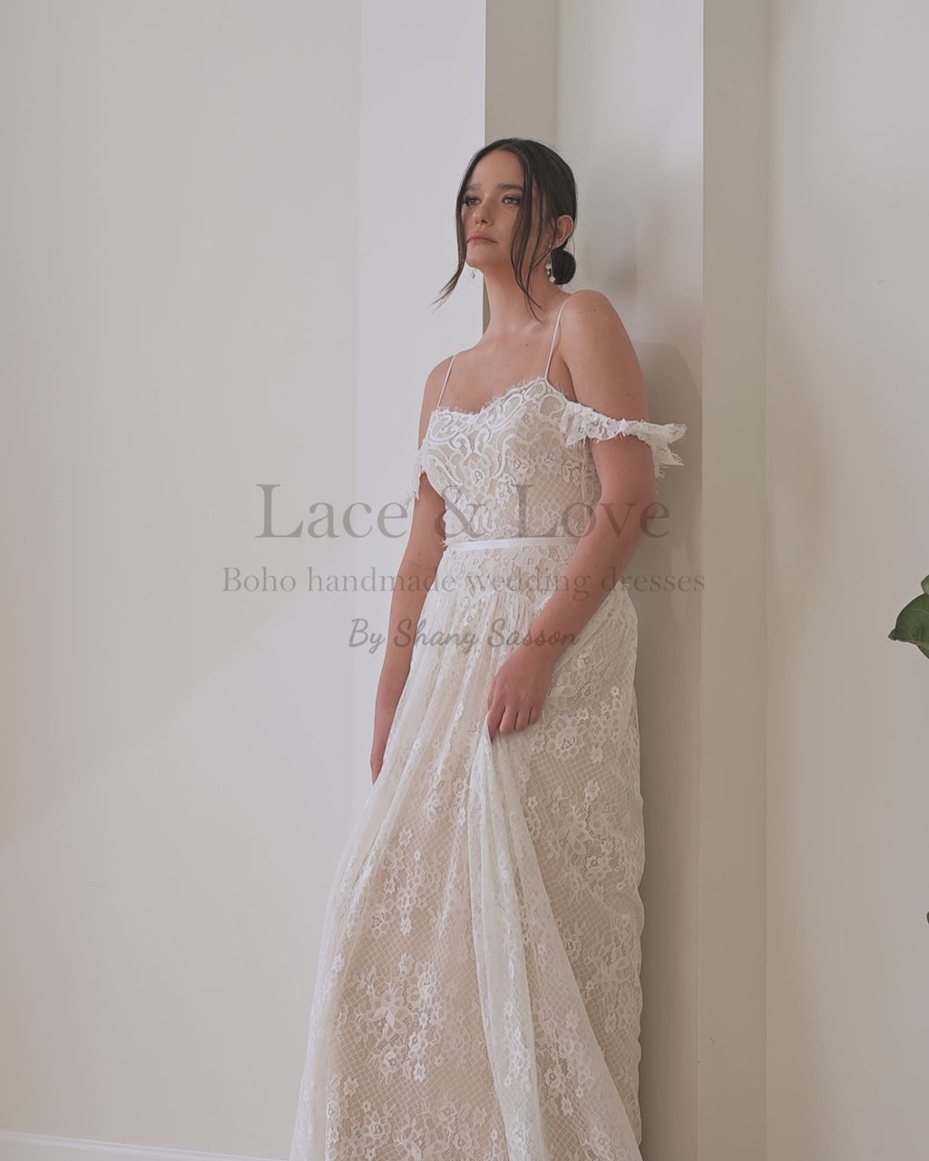 Close-up of lace detail on a boho wedding dress by Shany Sasson | Lace & Love
