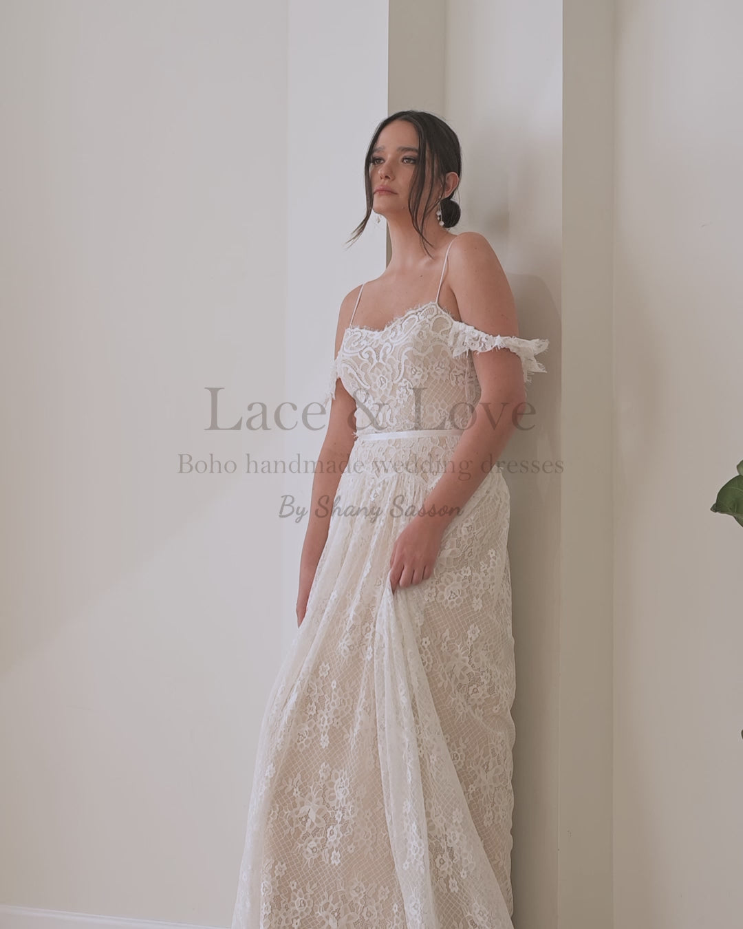 Close-up of lace detail on a boho wedding dress by Shany Sasson | Lace & Love
