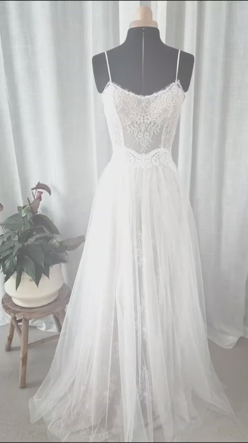 Behind-the-scenes studio video of a boho bridal gown by Shany Sasson | Lace & Love