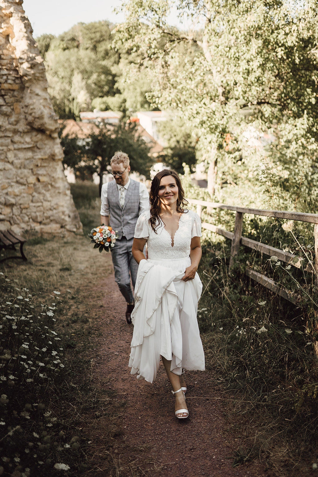 Short Sleeve Classic Wedding Dress with Optional Train, Made to Measure | Lace & Love by Shany Sasson