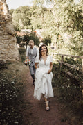 Short Sleeve Classic Wedding Dress with Optional Train, Made to Measure | Lace & Love by Shany Sasson