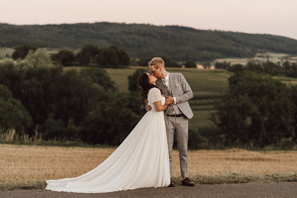 Short sleeve classic wedding dress by Lace & Love - view 2