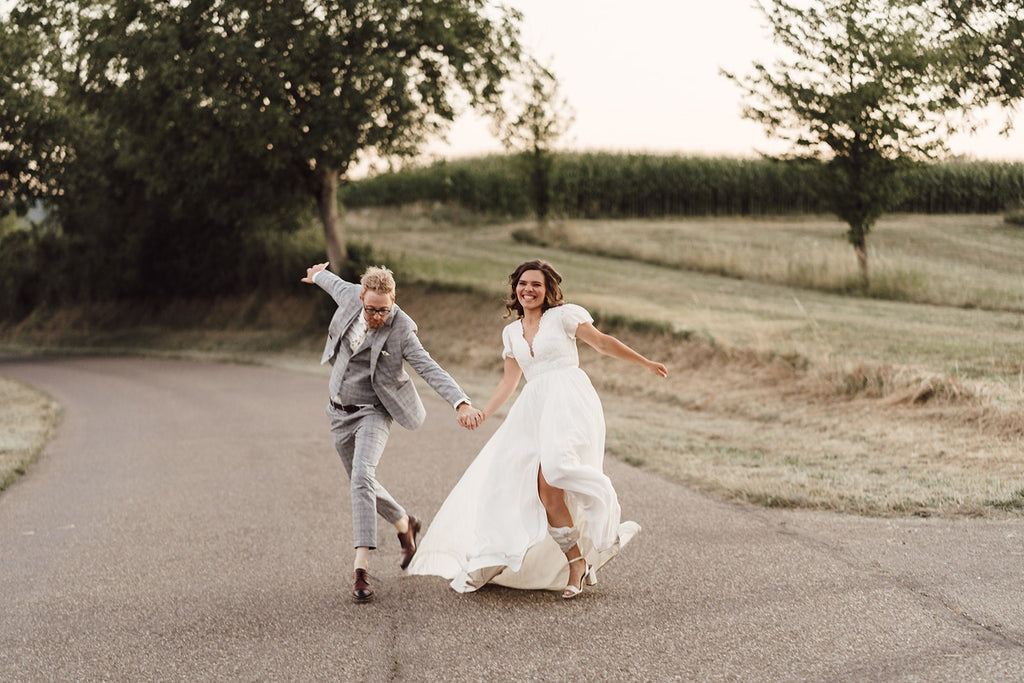 Short sleeve classic wedding dress by Lace & Love - view 3