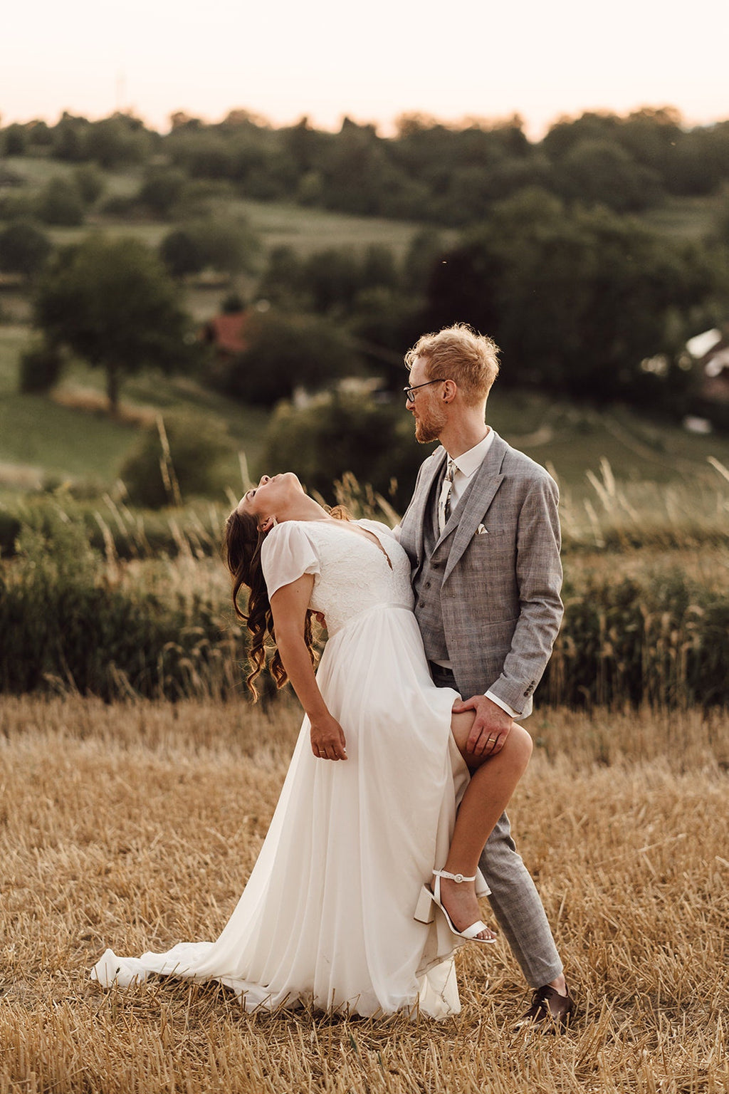 Short sleeve classic wedding dress by Lace & Love - view 4