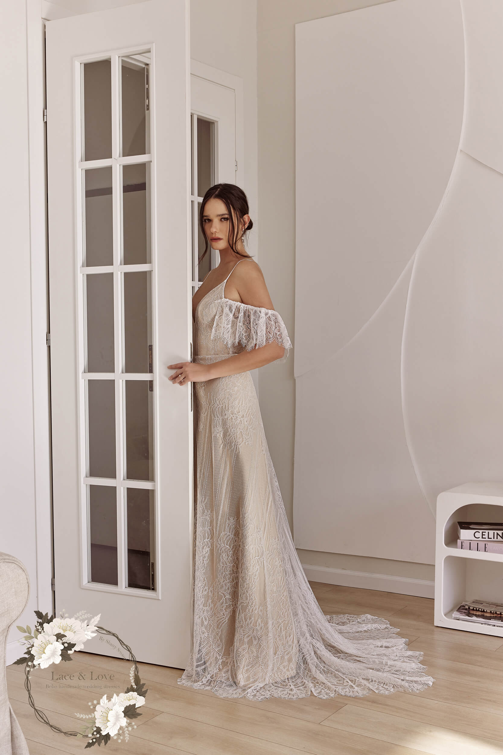 Vintage lace romantic wedding dress by Lace & Love - view 4