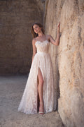 Willow Gown, Vintage Boho Lace Wedding Dress with High Slit, Made to Measure | Lace & Love by Shany Sasson