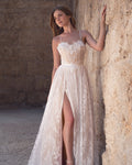 Willow Gown, Vintage Boho Lace Wedding Dress with High Slit, Made to Measure, Lace & Love by Shany Sasson