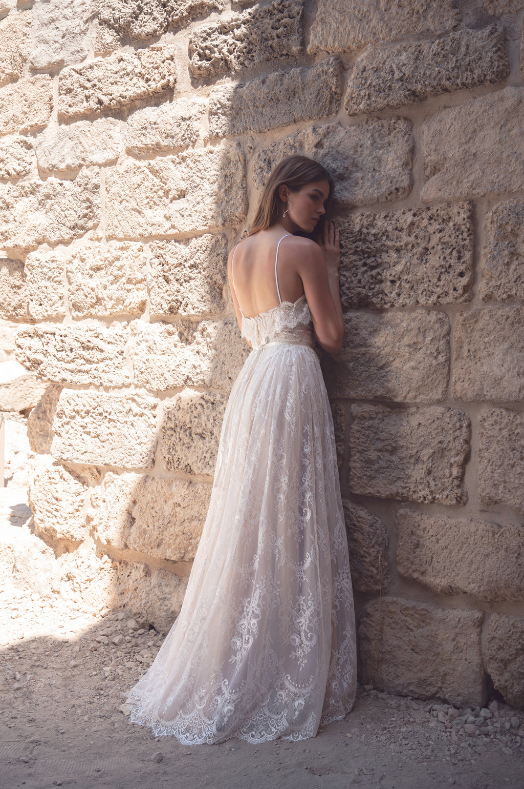 Willow Gown, vintage boho lace wedding dress with high slit by Lace & Love - view 6