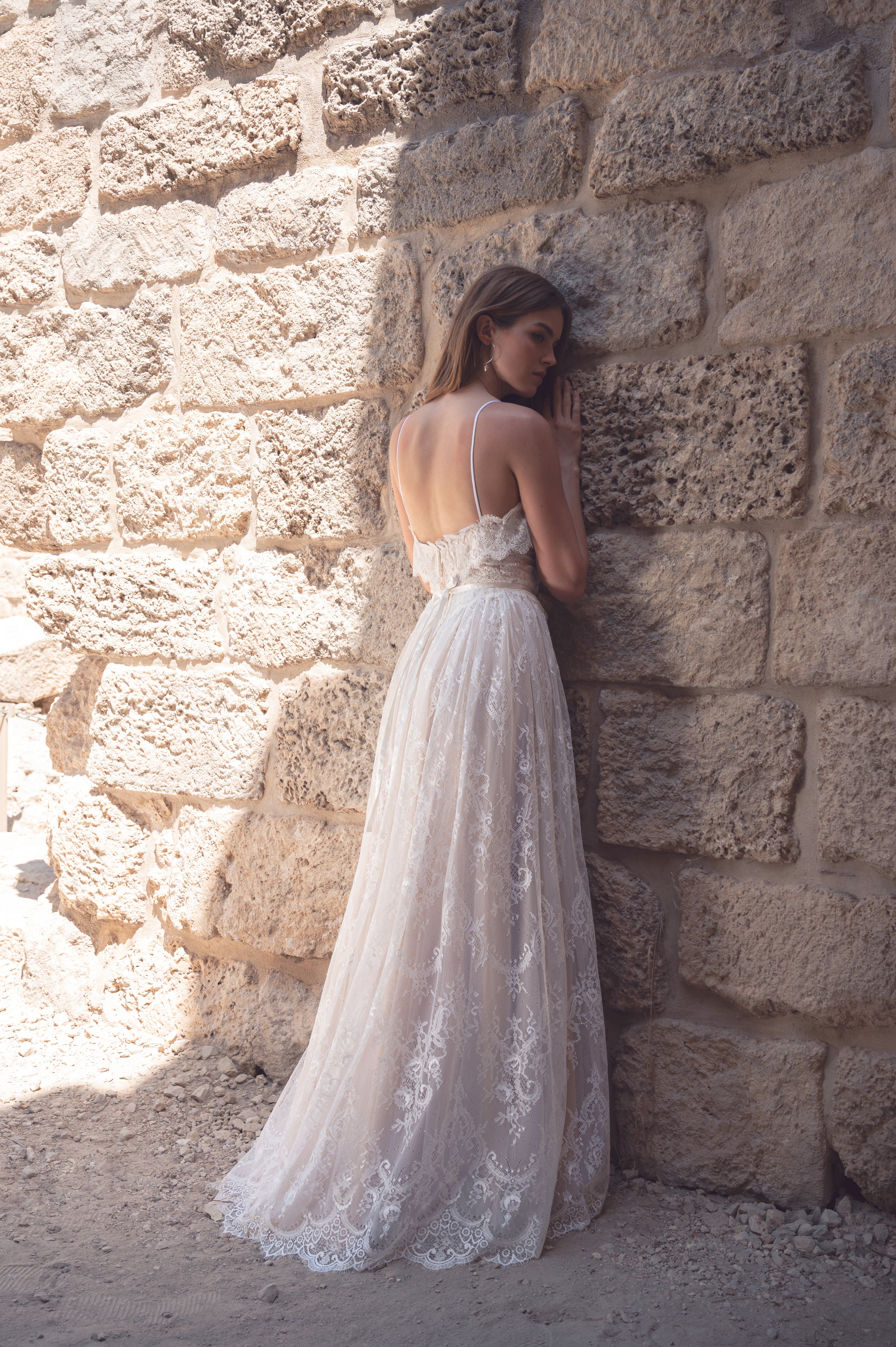 Willow Gown, vintage boho lace wedding dress with high slit by Lace & Love - view 6